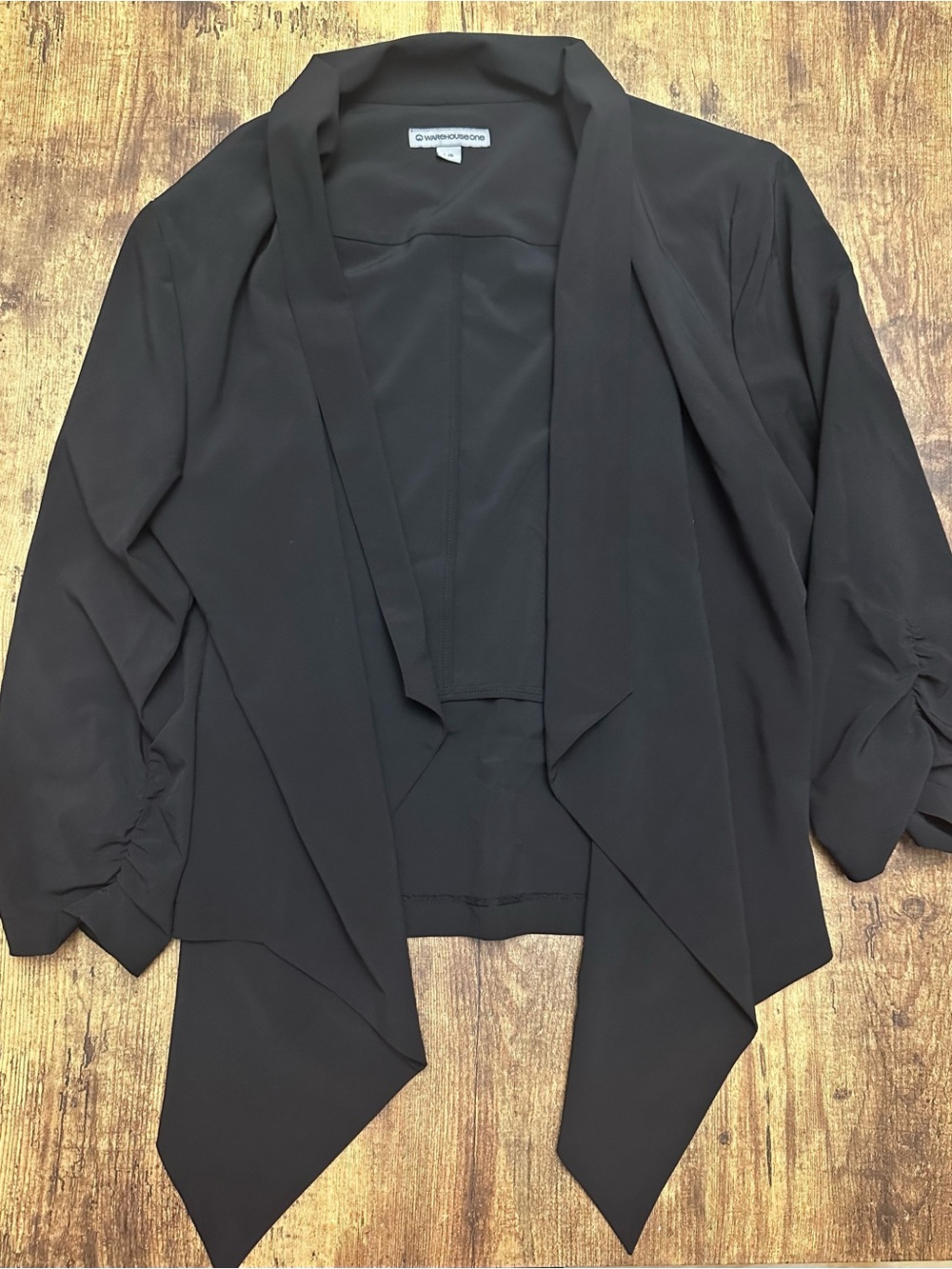 Warehouse one Black Draped Open-Front Blazer